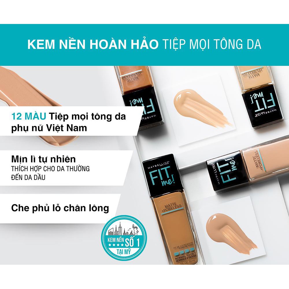 [CÓ ĐẦU VÒI] Kem Nền Mịn Lì Fit Me Maybelline 30ml Fit Me Matte + Poreless Foundation | BigBuy360 - bigbuy360.vn
