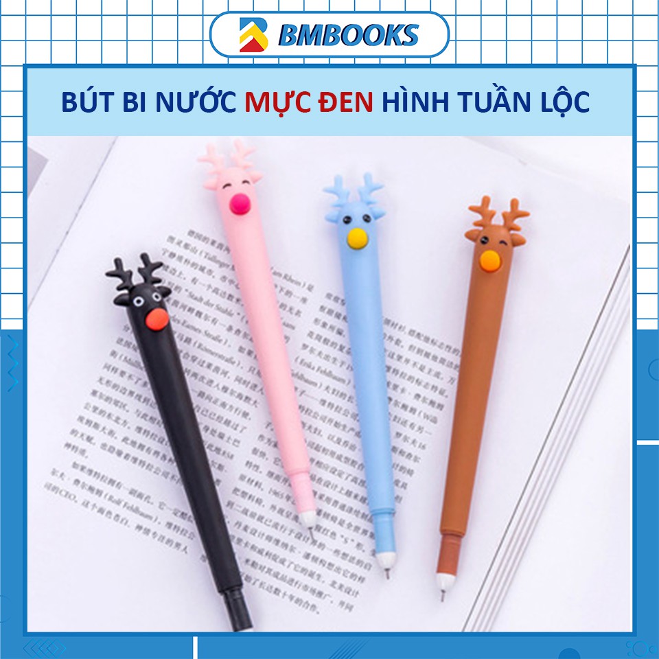 Bút bi nước mực đen hình Tuần lộc giáng sinh cute ngòi 0.5mm BMBooks