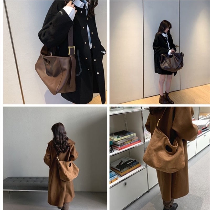 Túi đeo vai màu nâu ấm áp phong cách cổ điển 2021 dành cho nữ