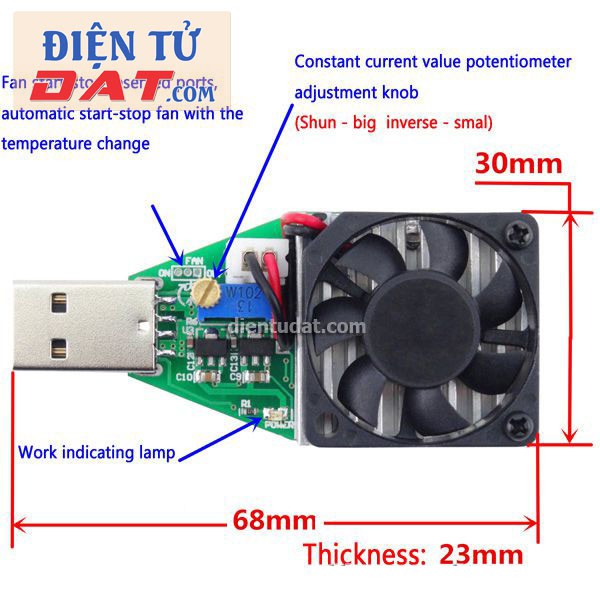 Tải giả test pin kèm quạt - 3A