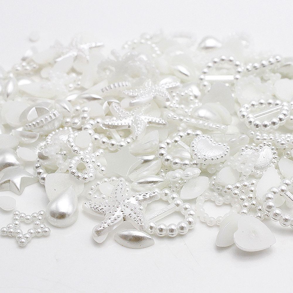 Set 100 hạt ngọc trai nửa tròn bằng nhựa ABS nhiều màu trang trí giày dép/ điện thoại xinh xắn