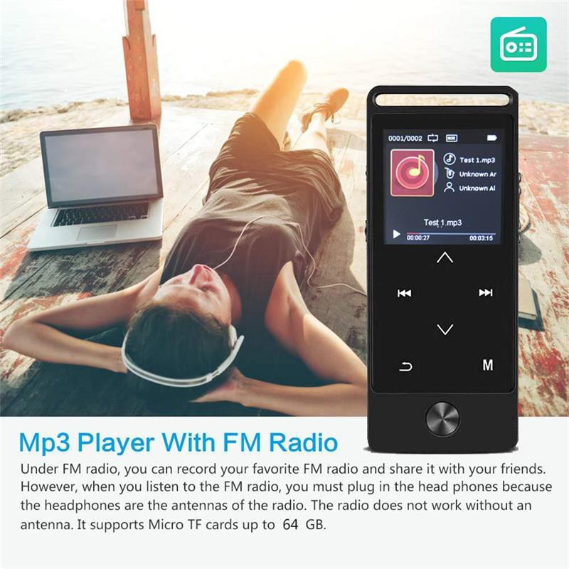 Máy nghe nhạc MP3 benjie S8 Bluetooth 4.0 màn hình 1.4inch cảm ứng hỗ trợ thẻ nhớ TF