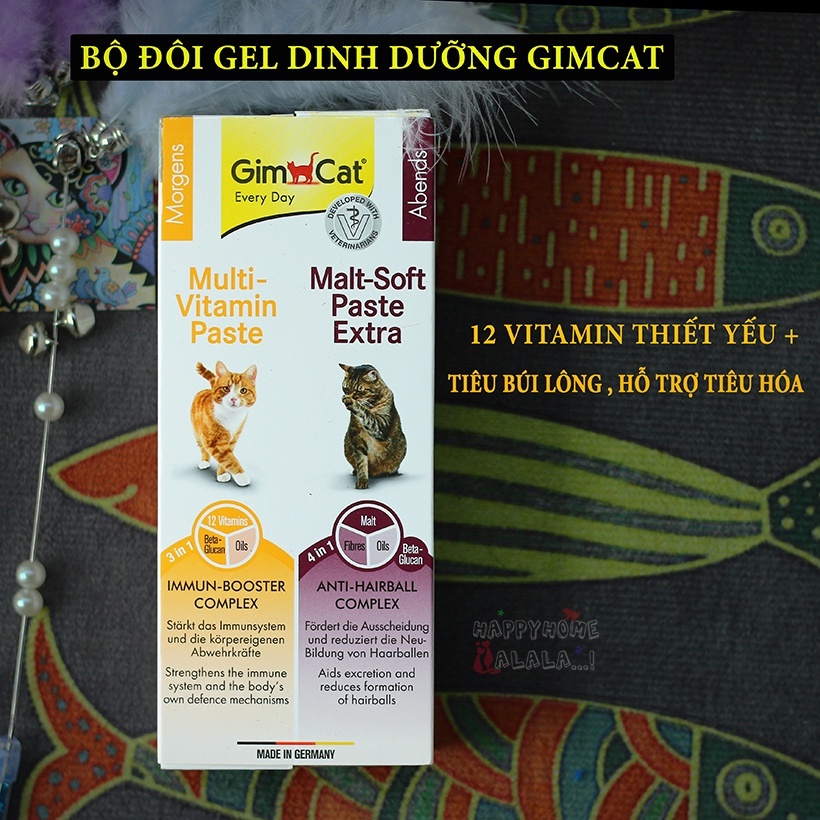 Gimcat, bộ Gel dinh dưỡng vitamin và tiêu búi lông 50GR (nhập Đức giá cực chất)