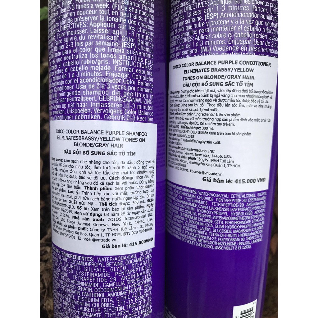 Dầu xả Joico cân bổ sung sắc tố tím và khử ánh vàng cho tóc nhuộm Tone lạnh Balance Purple Conditioner