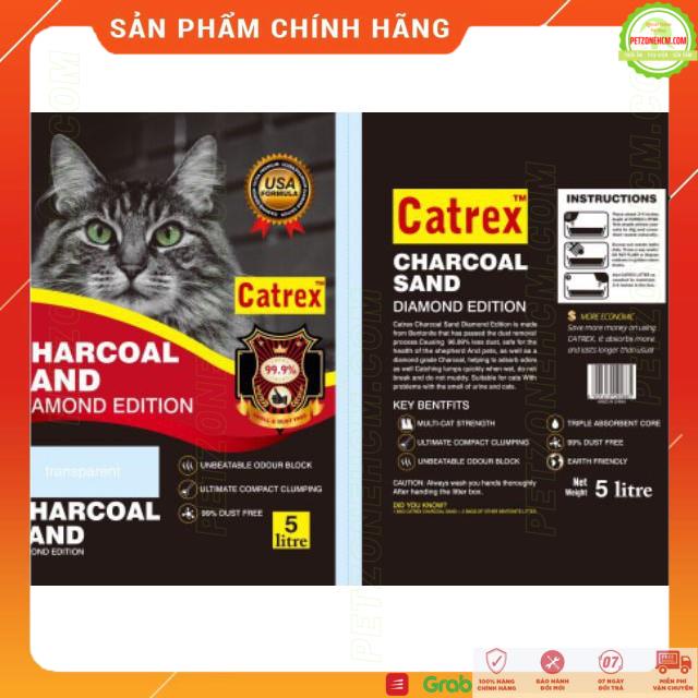 Cát mèo siêu vón ️ FREESHIP ️Cát vệ sinh cho mèo than hoạt tính Charcoal Sand Diamond Edtion Catrex Mỹ túi 5 lít