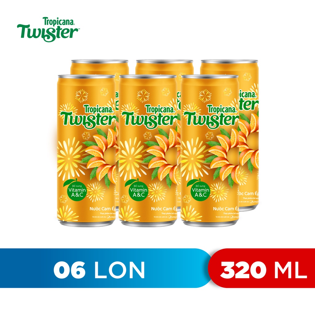 [ giao hoả tốc ]Thùng 24 lon nước cam ép Twister Tropicana 320ml