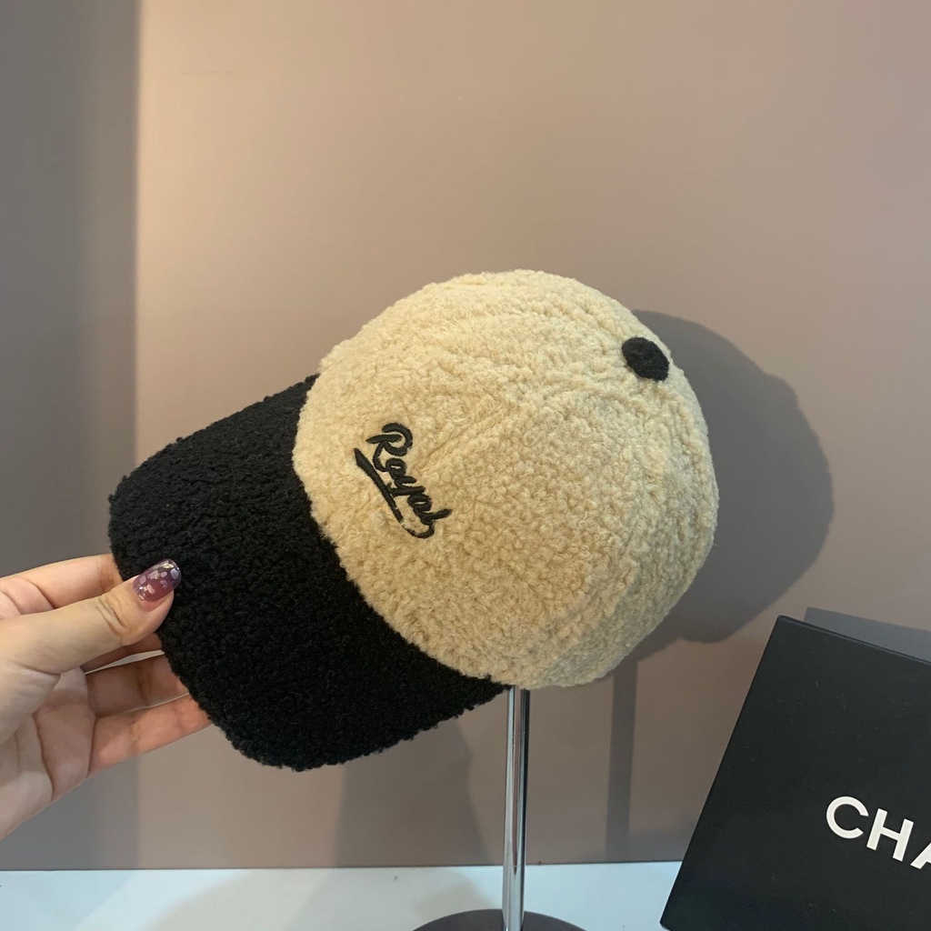 Mũ lưỡi trai phối vải lông màu sắc thời trang Hàn Quốc cho nữ