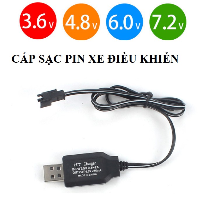 Bộ pin và cáp sạc 4.8v 2800mah cổng nối SM dùng xe điều khiển từ xa đồ chơi trẻ em