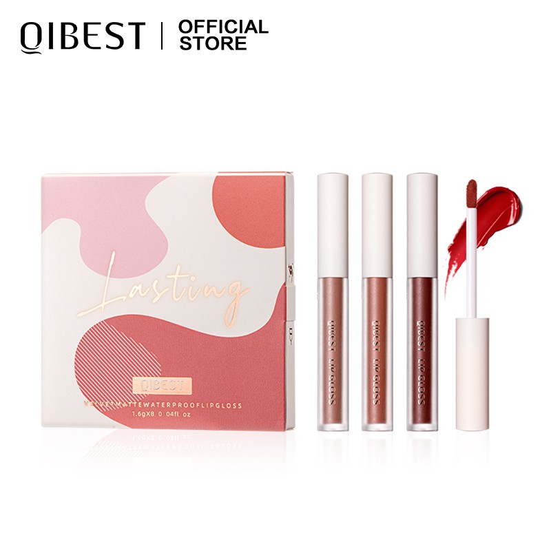 Bộ 8 Thỏi Son Kem Lì Qibest 130g Chống Thấm Nước Lâu Trôi Dưỡng Ẩm Mềm Mượt Cho Môi