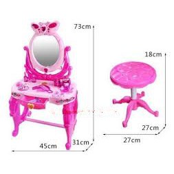 Bộ trò chơi mô hình bàn trang điểm kèm ghế ngồi dùng pin phát sáng có nhạc dành cho bé gái trên 3 tuổi
