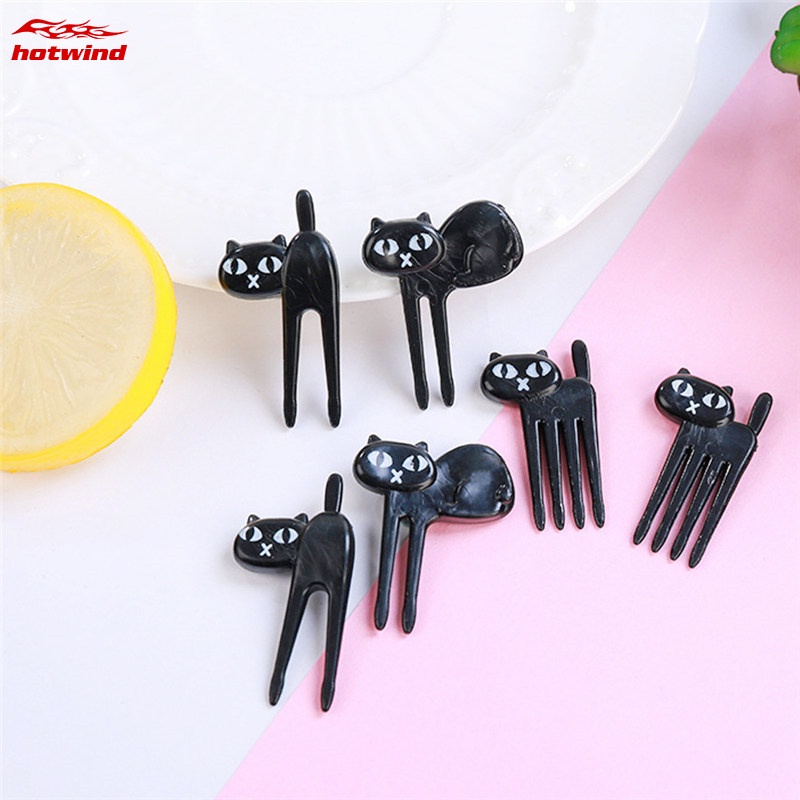 Bộ 6 nĩa ăn trái cây hình mèo đen dễ thương