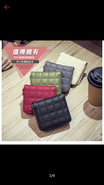 Bóp ví nữ mini ô vuông trần bông kiểu caro da mềm Hàn Quõc -  vi theloan TLVI0079