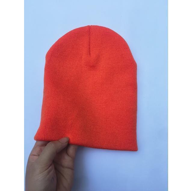 Mũ Len Beanie Trơn Dáng Ngắn 21cm-.