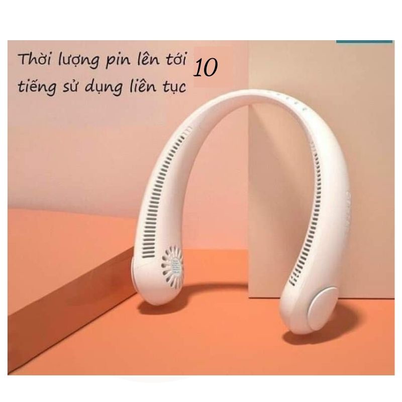 Quạt tích điện mini quàng cổ USB không cánh dáng thể thao thông minh tiện ích sử dụng trong 10H Miibooshi D5.029.XA