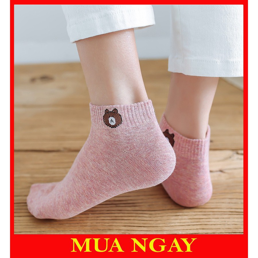 [Mã FAMARAL1 giảm 10K đơn 50K]Vớ tất cổ ngắn hình gấu Brown dễ thương TN67