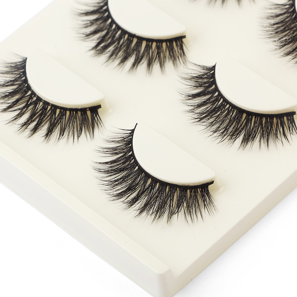 MAGEFY Bộ 3 Cặp 3D Lông mi chồn lông mi mềm sợi tơi, có độ cong sẵn kiểu dáng 3D có thể tái sử dụng 3D 3PCS  Fashion Eyelashes