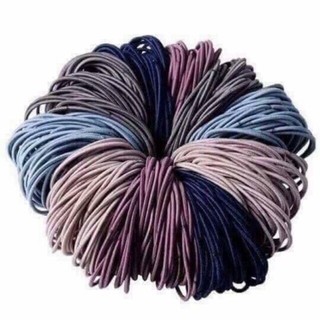 Set 100 sợi thun cột tóc nhiều màu kèm túi zip