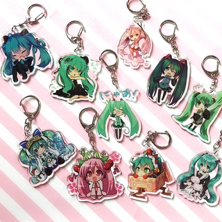 Anime Acrylic Móc Chìa Khóa Mặt Dây Chuyền Hatsune Biển Sâu Cô Gái Luo Tianyi Trong Suốt Mặt Dây Chuyền Móc Chìa Khóa
