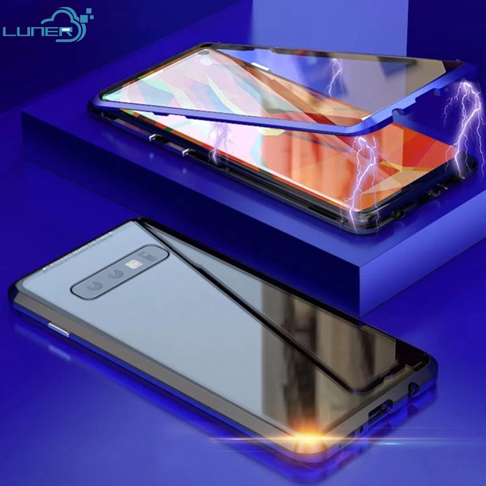 Samsung 360° Ốp điện thoại 2 mặt kính cường lực có nam châm kim loại cho for Samsung Note 8 9 10 10 Plus 10Plus 10Lite 20 Phone Shell Front and Back Tempered Glass Mobile Case Cover Phone Housing