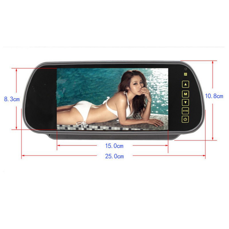 Màn hình kẹp gương 7 inh hiển thị cam lùi,( có cổng usb) phát nhạc qua loa ô tô mp4