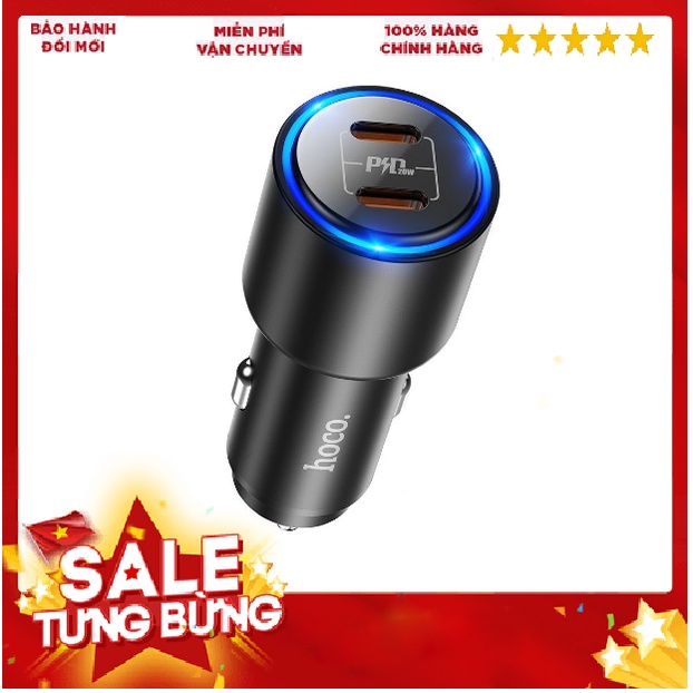 Tẩu sạc nhanh 40W dành cho oto Hoco NZ3 đầu ra 2 cổng typeC bảo hành chính hãng