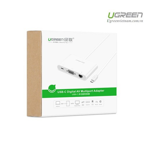 Cáp Chuyển USB Type C Sang VGA + 2 Cổng USB + LAN Ugreen (30439) - Hàng chính hãng