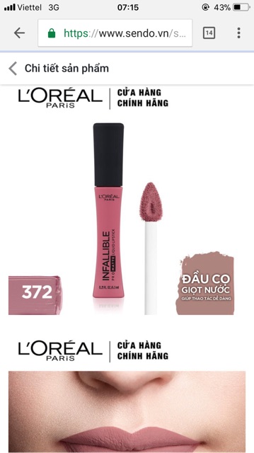 Son kem màu hồng đất Loreal