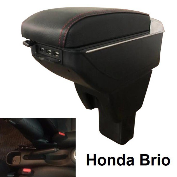 Sản Phẩm Hộp tỳ tay xe hơi, ô tô dành cho xe Honda Brio và Honda BR-V cao cấp tích hợp 7 cổng USB, mã DUSB-BRO: Màu Đen