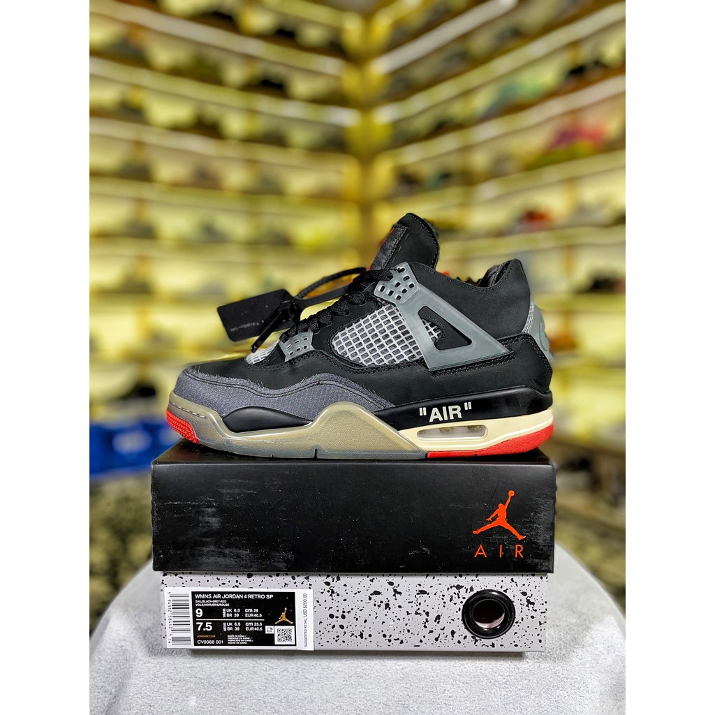 Giày Air Jordan 4 x Off-White "Bred" (Best Quality)