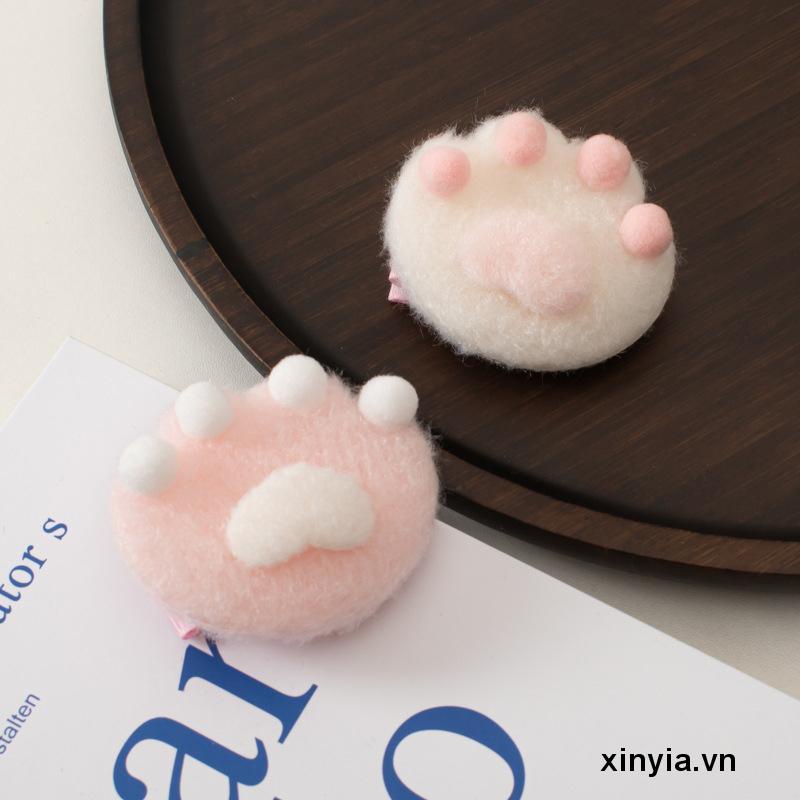 🌺 Kẹp tóc hình dấu chân mèo bằng lông nhung dễ thương xinh xắn phong cách hàn quốc