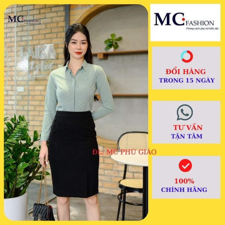 Áo Sơ Mi Nữ Đẹp Dài Tay Kẻ Sọc Caro Công Sở Mc Fashion Màu Hồng Xanh Ghi Cam A682