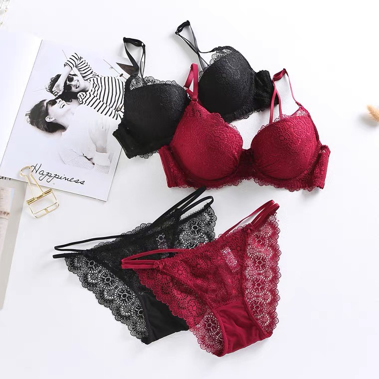 Bộ đồ lót ren B003 quần dây sexy có gọng mút vừa