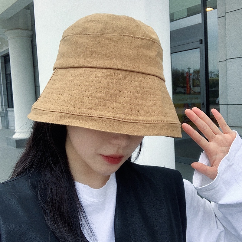 Nón Bucket Vành Rộng Bằng Cotton Lanh Mỏng Thoáng Khí Phong Cách Nhật Bản