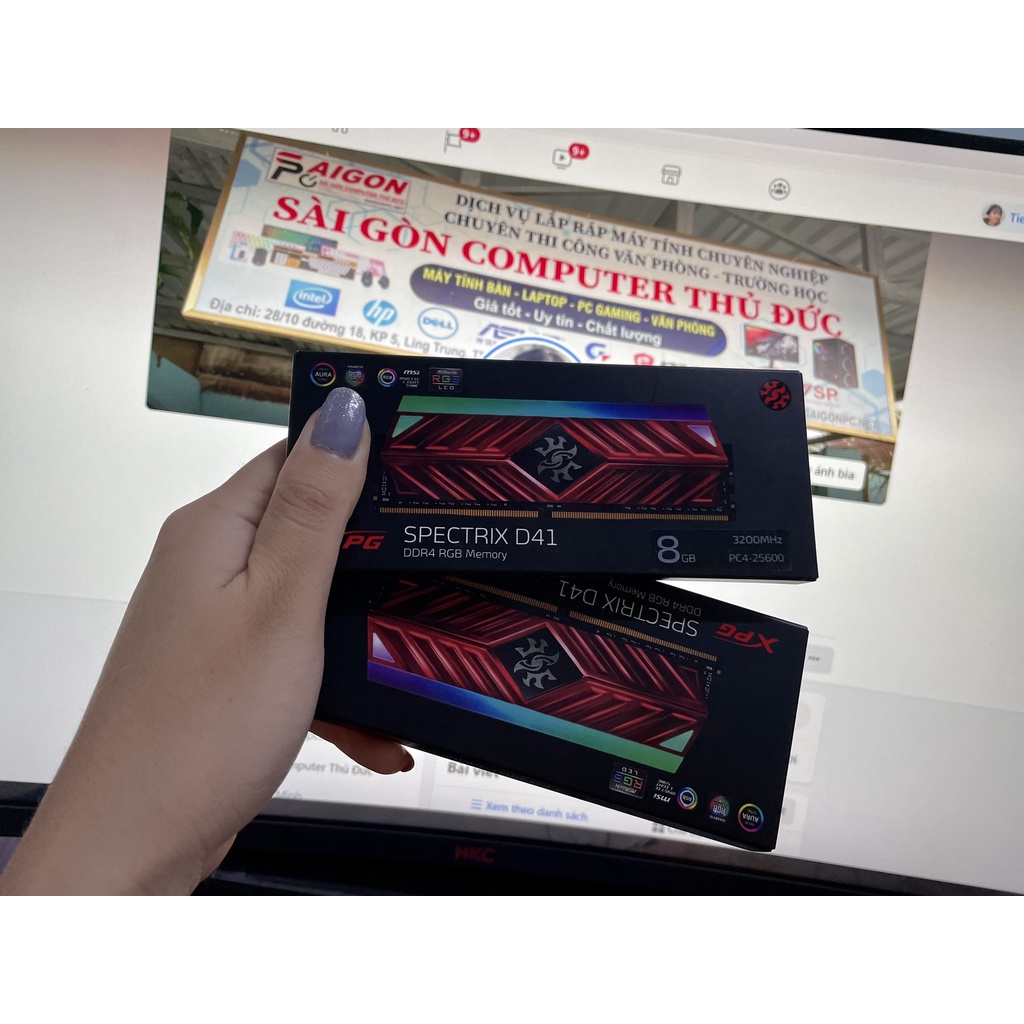 Ram XPG Spectrix D41 8G DDR4 bus 3200 led RGB BH 60T
