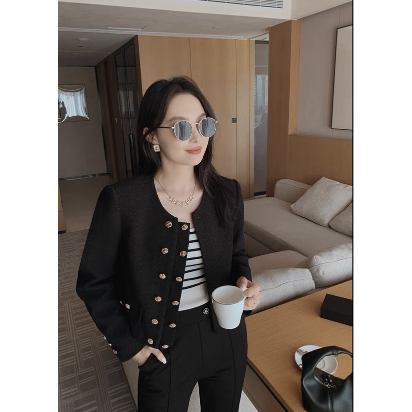 Áo Khoác Dạ Tweed Cúc Đồng 4 Màu 2 Lớp Có Đệm Vai  - Sarang Clothing