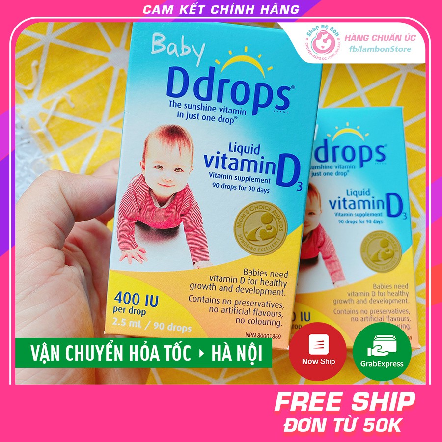 Chính Hãng Baby Ddrops Vitamin D3 cho trẻ sơ sinh 2.5ml/90 Giọt - Xuất xứ Mỹ