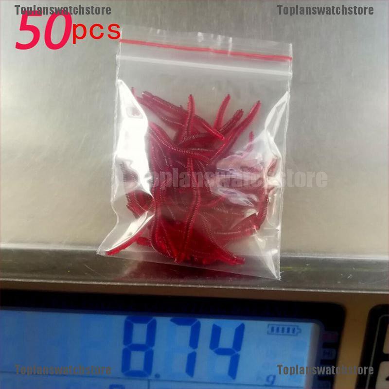 50 Mồi Giun Giả Câu Cá Mềm 35mm