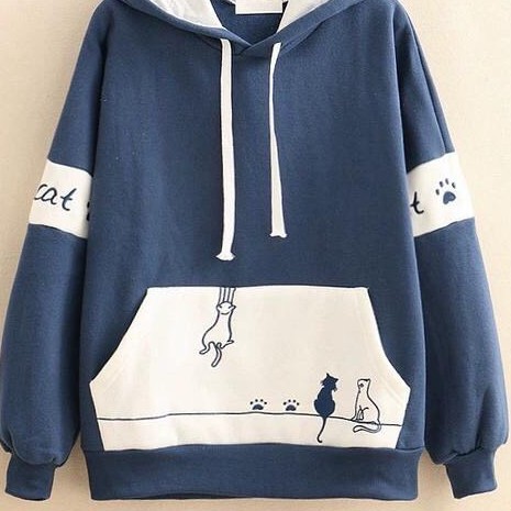 Áo khoác, áo hoodie unisex nam nữ nỉ ngoại 2 chú mèo cute có túi năng động thời trang học đường