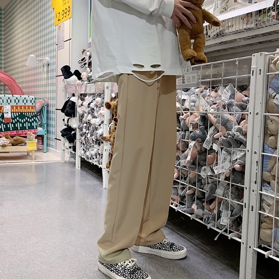 Quần Dài Ống Rộng Màu Trơn Thời Trang Mới Cho Nam