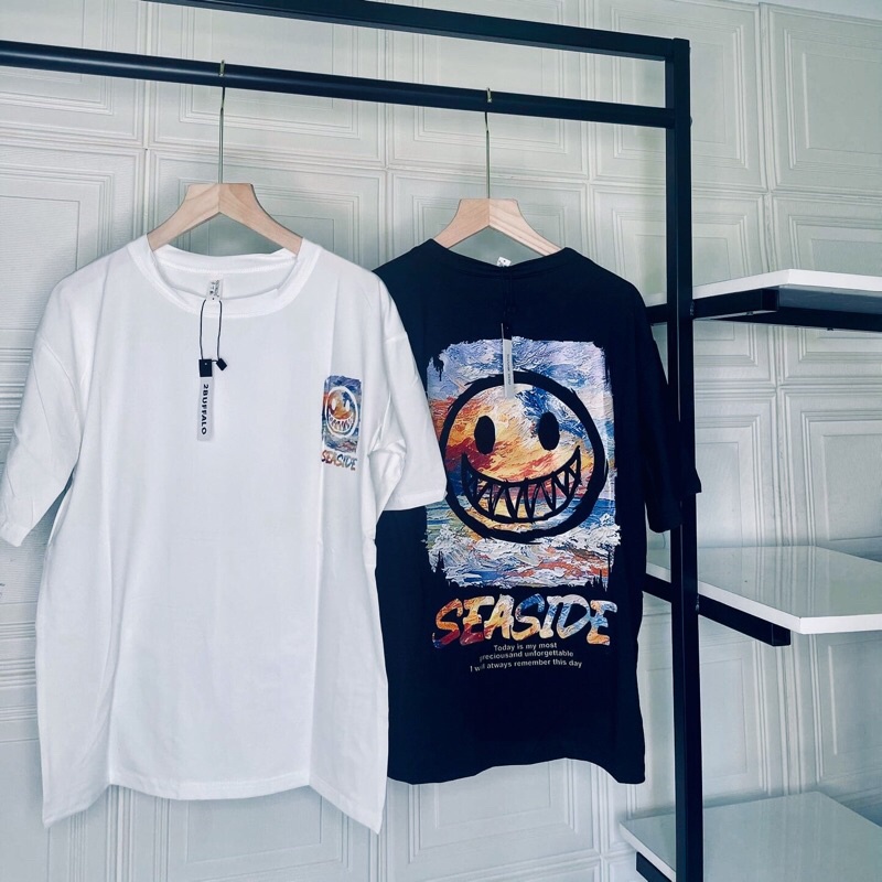 [2Buffalo] Áo thun Unisex, Áo thun nam nữ tay ngắn Seaside co giãn 4 chiều mát mẻ form oversize thích hợp mùa hè | BigBuy360 - bigbuy360.vn