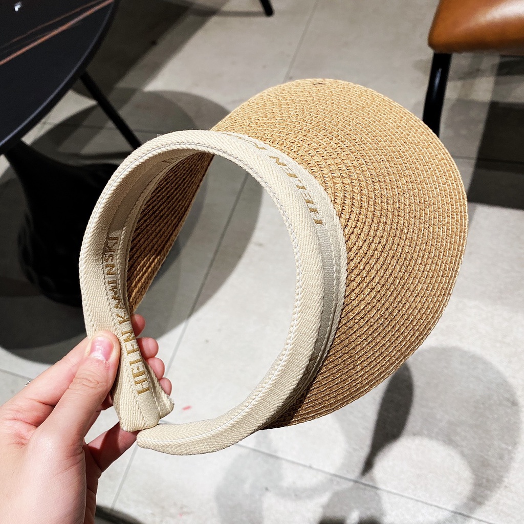 Mũ cói vành chống nắng nửa đầu chống nắng, chống tia UV style Hàn Quốc dễ thương phù hợp với mọi khuôn mặt