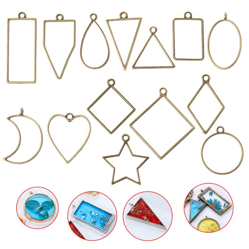 Bộ 14 Khuôn Silicone Làm Mặt Dây Chuyền Hình Học