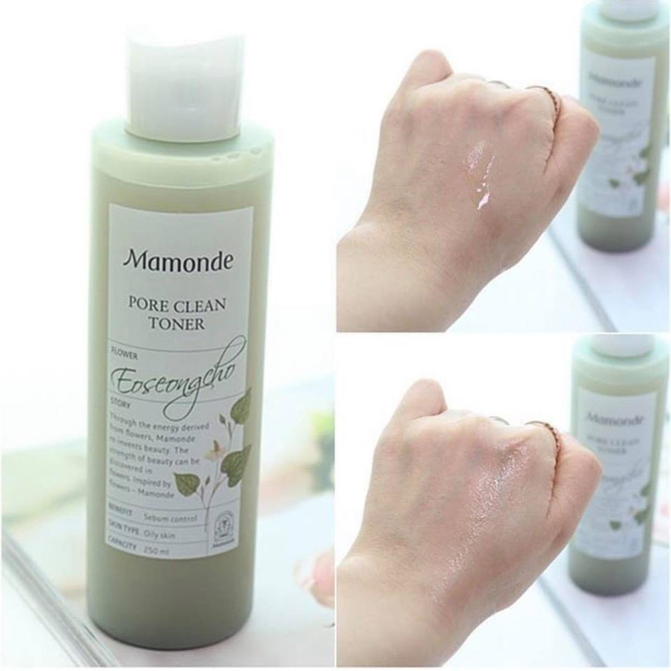 Nước Hoa Hồng Mamonde Pore Clean Toner 250ml Diếp Cá Màu Xanh Cho Da Dầu Mụn