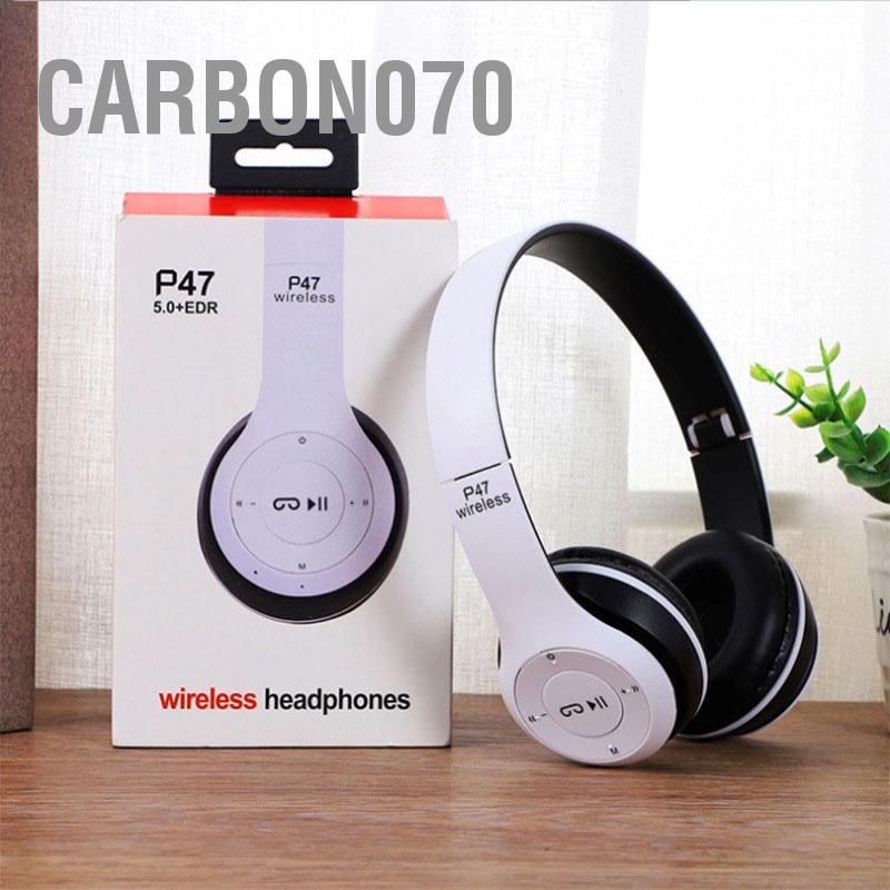 Hàng Sẵn Tai Nghe Chụp Tai Bluetooth P47 Có thể gập lại không dây tiện dụng Âm Bass Cực Chất【Carbon070】