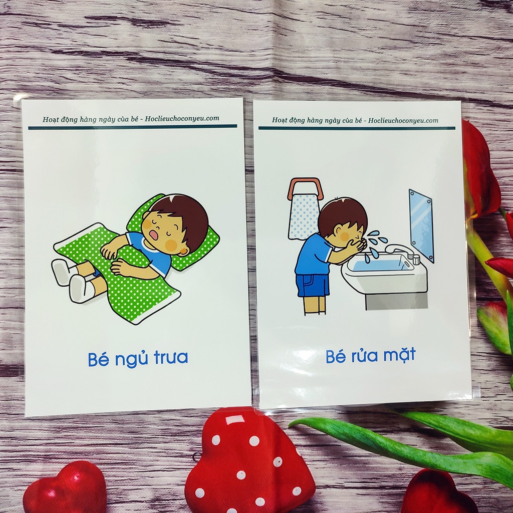 Bộ thẻ 68 Hoạt Động Hàng Ngày Cho Bé Học Liệu Phát Triển Ngôn Ngữ Cho Trẻ