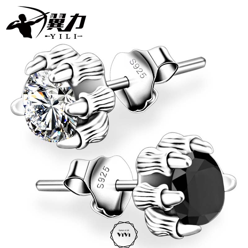 Bông tai bạc nam đinh tán móng vuốt rồng Draclaw – khuyên tai ViVi_Gift