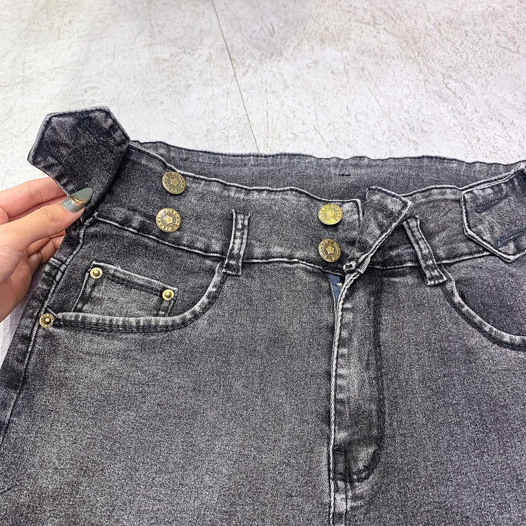 Quần jean dài lưng cao BIG SIZE Lưng siêu cao, TUA LAI, kiểu dáng 2 nút, co dãn mạnh rẻ đẹp dành cho người béo 3330