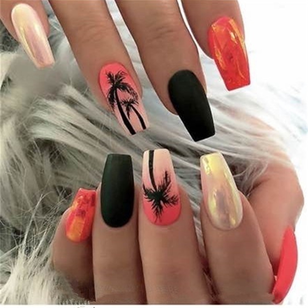 [Hàng mới về] Miếng dán trang trí móng tay 3D phong cách nhiệt đới cho nữ