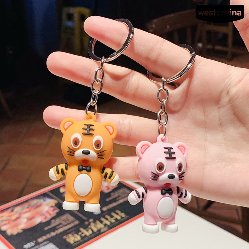 Set 2 móc khóa kim loại hình hổ hoạt hình sáng tạo
