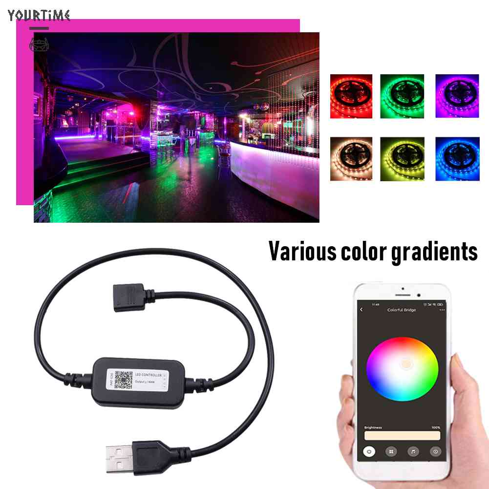 Dây Đèn LED RGB 5V Kết Nối Bluetooth Điều Khiển App Điện Thoại